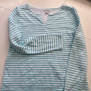 Liz Claiborne Aqua and White Striped Top